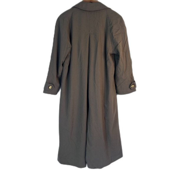 Jones New York Tan Brown 100% Pure Wool Trench Coat Button Front Petite Large - Picture 2 of 15
